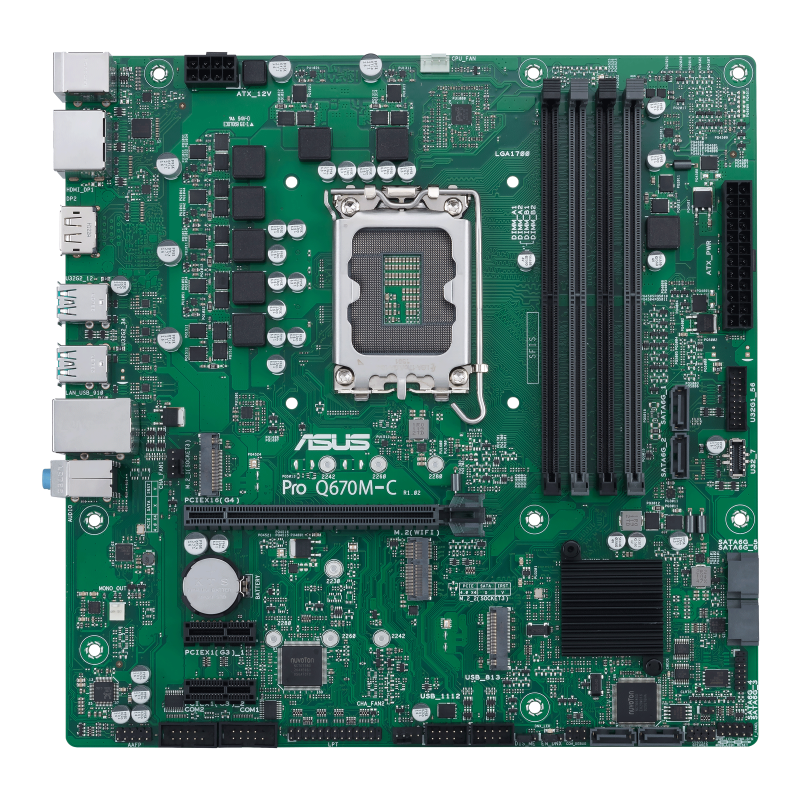 Pro Q670M-C-CSM motherboard, front view 