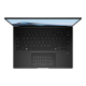 The black ASUS Zenbook 14 is opened at 90 degrees and is viewed from the top to focus on the keyboard.