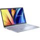 Silver Vivobook 15 (M1502, AMD Ryzen 4000 series) display opened from the front view, tilting at 45-degree from the left side.