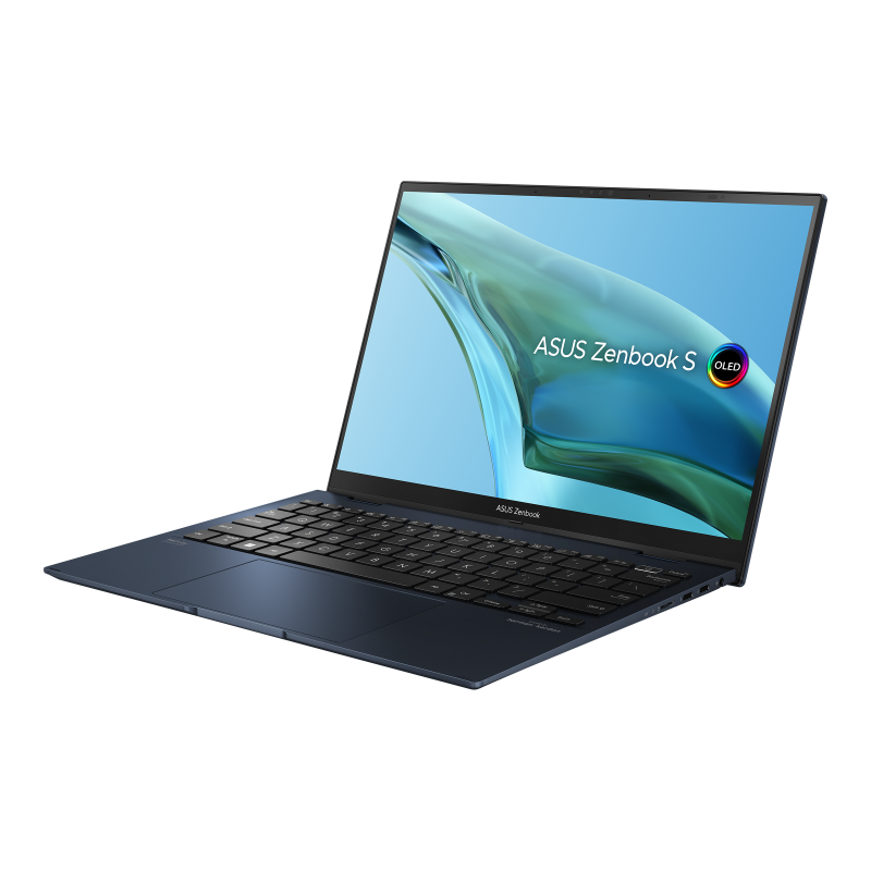 Zenbook S 13 Flip OLED (UP5302, 12th Gen Intel) display opened from the front view, tilting at 45-degree from the right side.