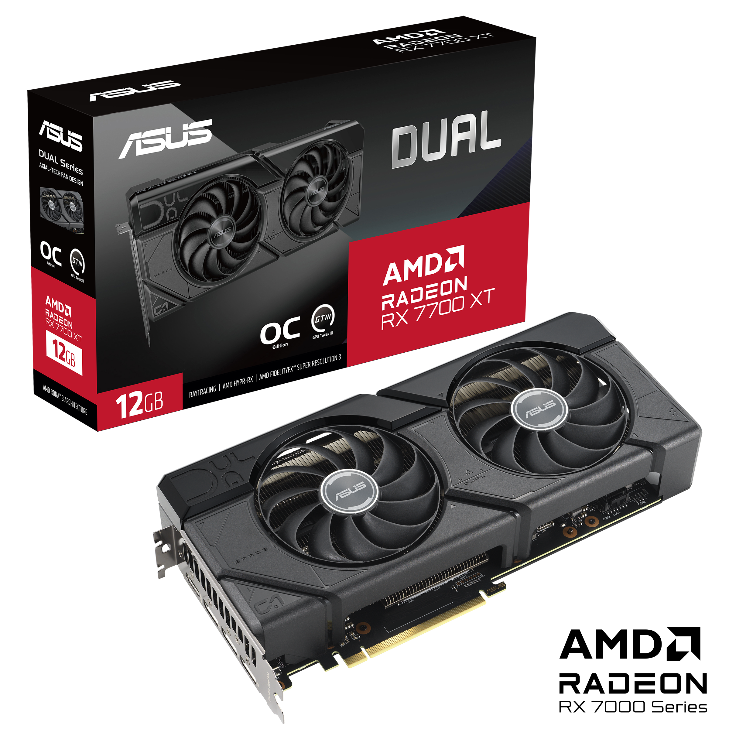 TARJETA DE VIDEO ASUS DUAL-RX7700XT-O12GGDDR6 192 BITS PCI-E 40HDMI 3DP DUAL FAN - ASUS