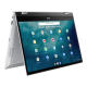 An angled front view of an ASUS Chromebook Enterprise Flip CX5 in tent mode.