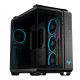 TUF Gaming GT502 Horizon ARGB Black hero shot showing the front and left side and ARGB lighting  
