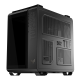TUF Gaming GT502 Horizon ARGB Black right-side bottom-up view with side panel, tilted 45 degrees 
