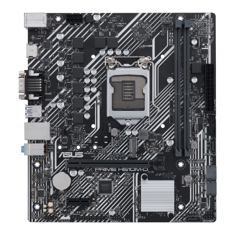 PRIME H510M-D/CSM motherboard, front view 