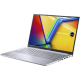 Cool Sliver ASUS Vivobook 15 OLED opened from the front view, tilting at 45-degree from the left side.