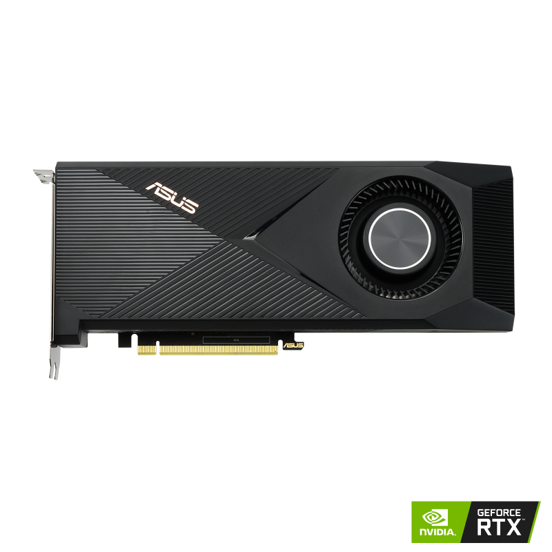 Turbo GeForce RTXTM 3070 V2 graphics card with NVIDIA logo, front view