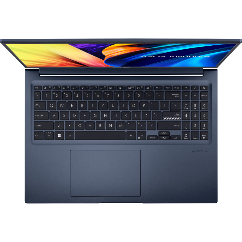 La pantalla azul Vivobook 16X (M1603, serie AMD Ryzen 5000) se abrió vista desde arriba.