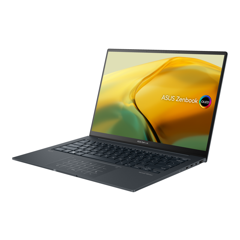 Zenbook 14X OLED (Q410) abierto en un cuarto de ángulo.