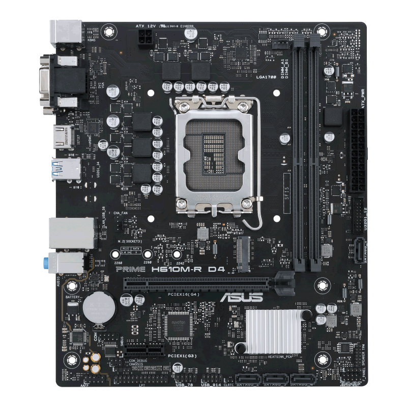 Placa Base Asus Intel Prime H610M-R D4 M-ATX 2X DDR4 4X SATA3 2X USB 3.2 2X  USB 2.0 90Mb1B40-M0Ecy0