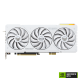 TUF Gaming GeForce RTX 4070 Ti SUPER BTF white graphics card, front view with NVIDIA logo