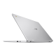 An angled rear view of an ASUS Chromebook CX1 showing the Transparent Silver chassis