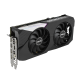 Dual GeForce RTX™ 3060 Ti graphics card, angled top down view, highlighting the heatsink, ARGB element, I/O ports