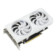 Front angled view of the ASUS Dual GeForce RTX 3060 Ti White edition graphics card
