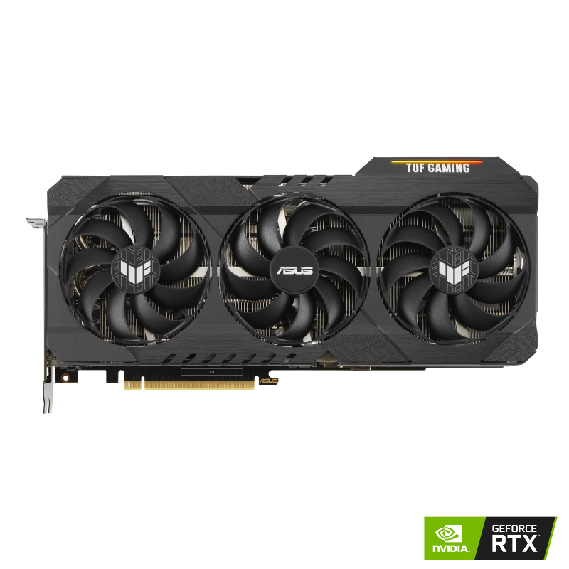 TUF Gaming GeForce RTX 3080 OC Edition 12GB graphics card with NVIDIA logo, front view
