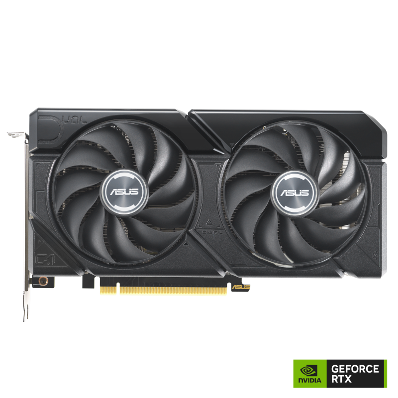 ASUS DUAL GeForce RTX 4070 EVO graphics card front view NVlogo