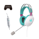 The front view of TUF Gaming H1 Gen II Hatsune Miku Edition in right side with PS5 logo and in-line control