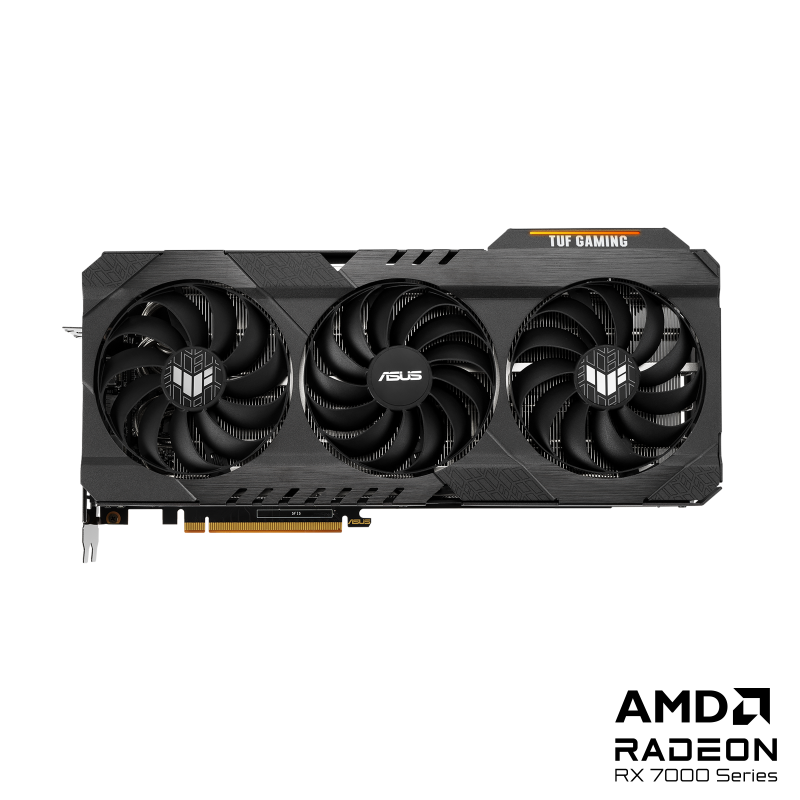Front view of the TUF Gaming AMD Radeon RX 7800 XT OG OC Edition graphics card with AMD logo