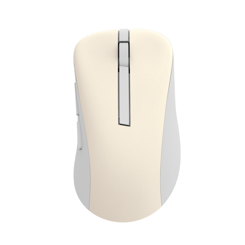 ASUS Wireless Mouse MD102 in Oat-Milk color shows in top view. 