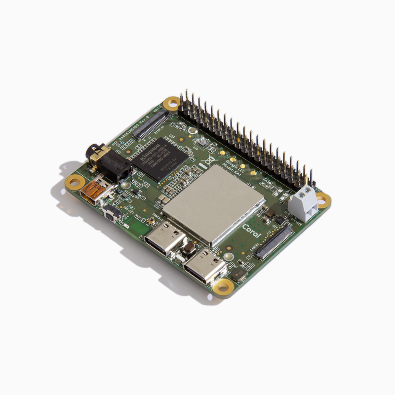 Coral Dev Board Mini front view, 45 degrees