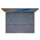 ASUS Vivobook S 14 Mist Plavi otvoren, pogled sprijeda, nagnut 45 stupnjeva s lijeve strane.