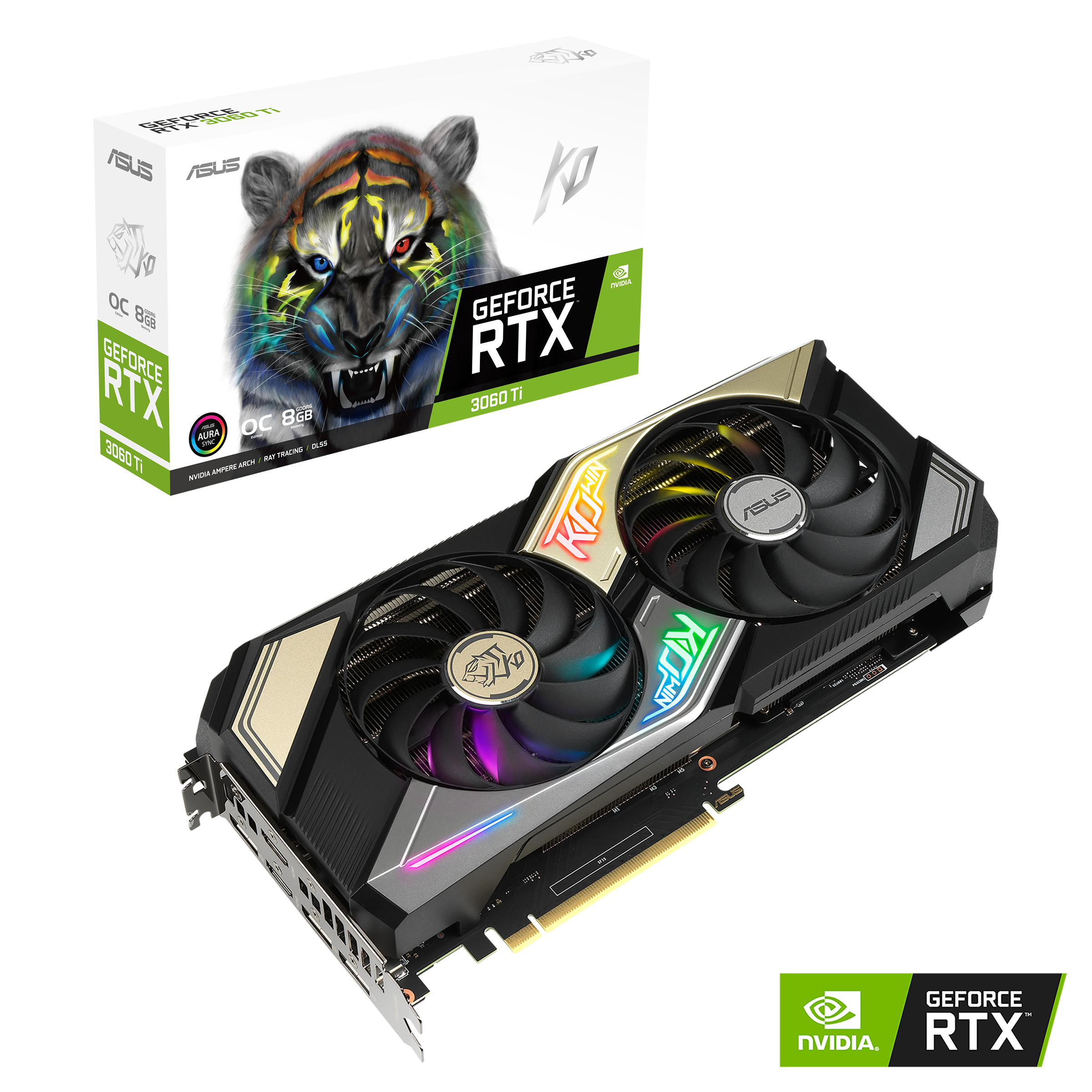 くすみ水色 ASUS KO NVIDIA GeForce RTX 3060 Ti V2 OCエディション