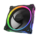 ASUS MR120 ARGB Fan   Reverse Black left hero angle with ARGB lighting