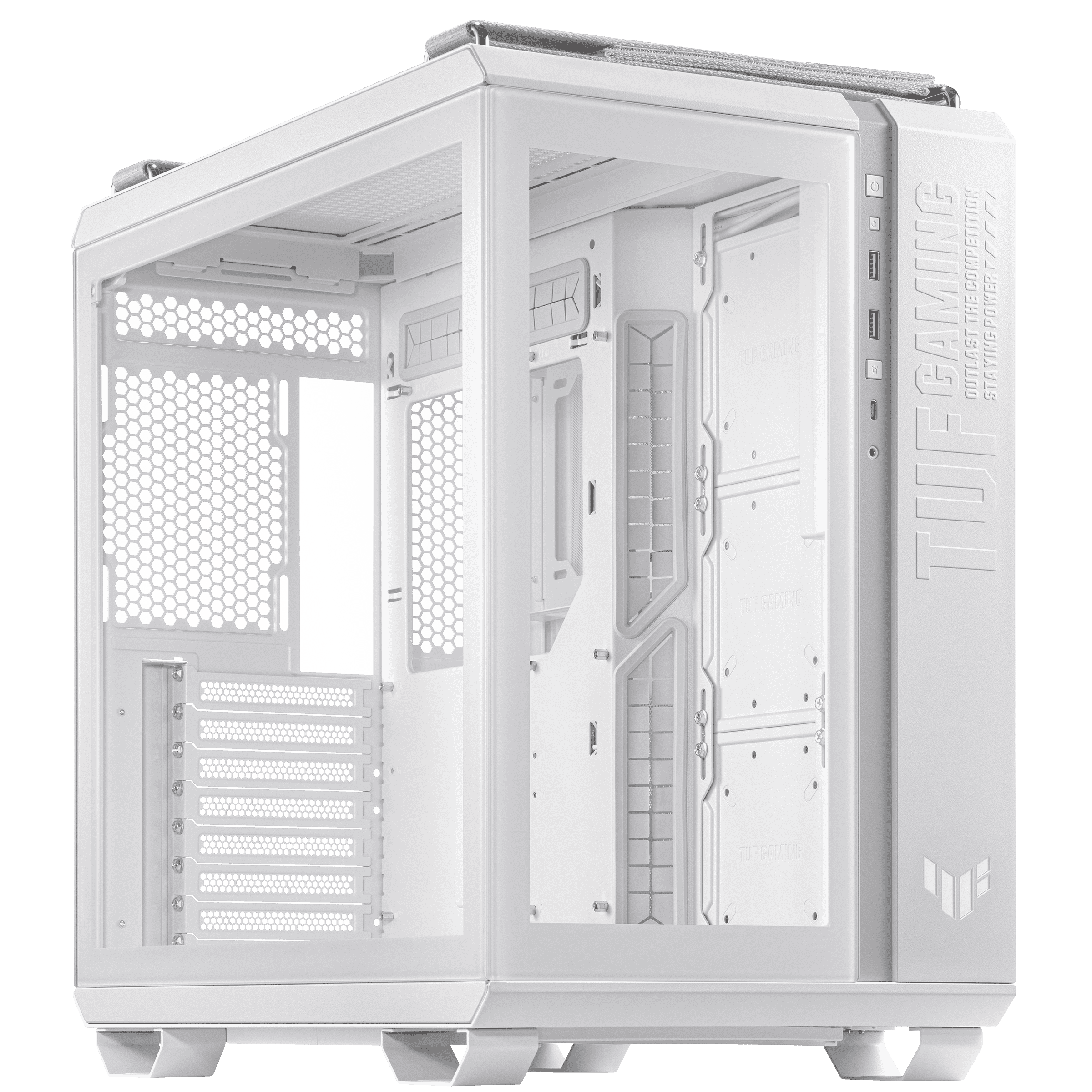 TUF Gaming GT502 front view, tilted 45 degrees