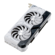 ASUS DUAL GeForce RTX 4070 SUPER White graphics card highlighting the axial tech fans