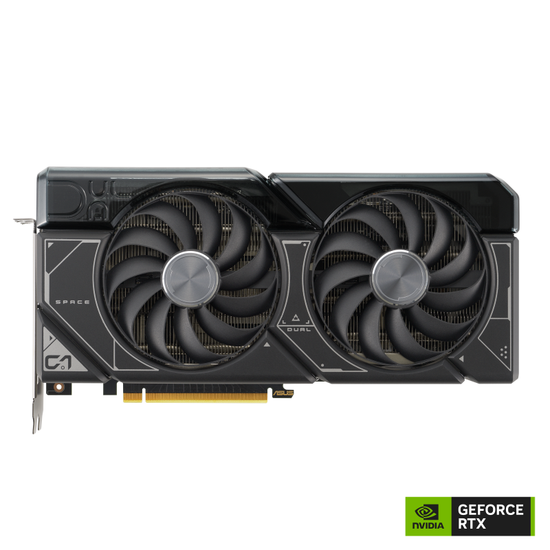 ASUS DUAL GeForce RTX 4070 graphics card front view NVlogo