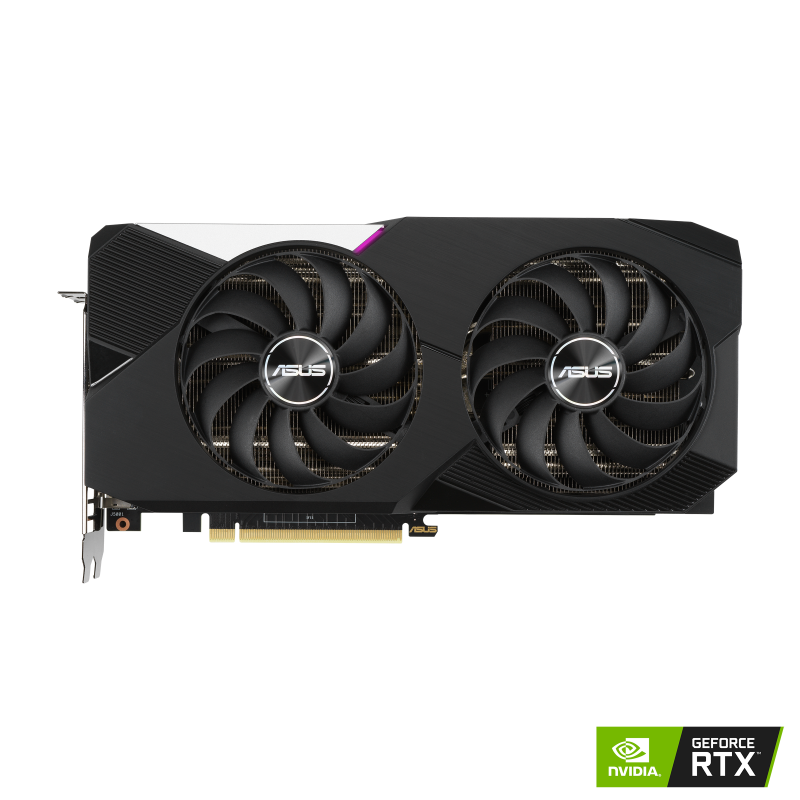 Dual GeForce RTX 3070 OC Edition graphics card with NVIDIA logo, front view 