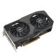 Front angled view of the ASUS Dual Radeon RX 6650 XT V2 OC Edition graphics card