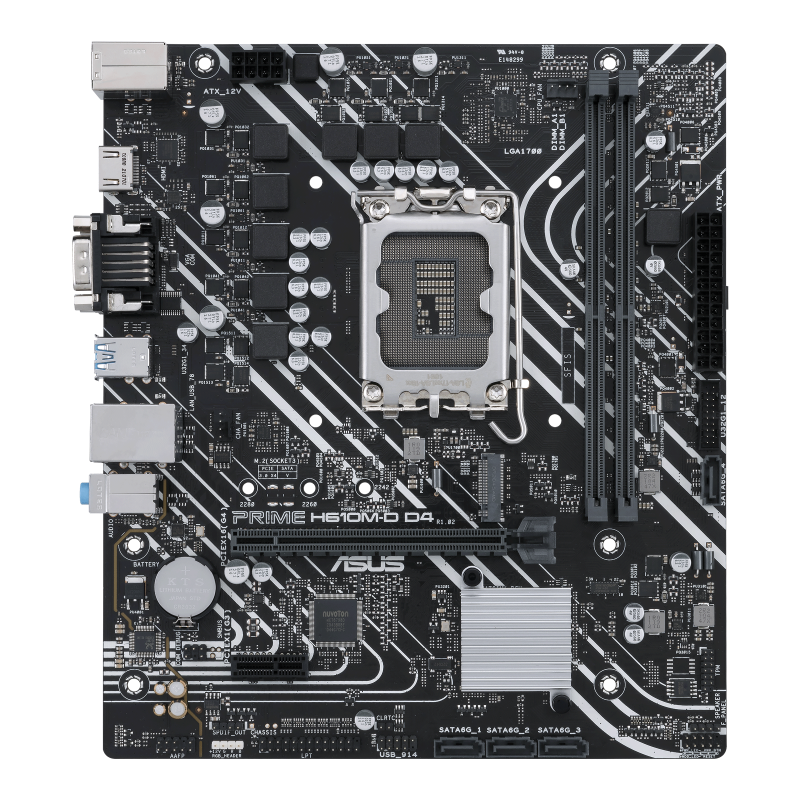 PRIME H610M-D D4-CSM motherboard, front view 