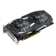 ASUS Dual Radeon RX 560 graphics card, front angled view, highlighting the fans, I/O ports