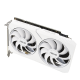 Angled view of the ASUS Dual GeForce RTX 3060 12GB White OC Edition graphics card