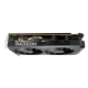 ASUS Dual Radeon RX 6600 V3 front View from upside down perspective focusing on the backplate