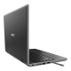 An angled rear view of an ASUS BR1100F in laptop mode with a stylus half inserted in the garage.