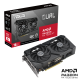 ASUS Dual Radeon RX 7600 XT OC Edition colorbox and graphics card with AMD logo